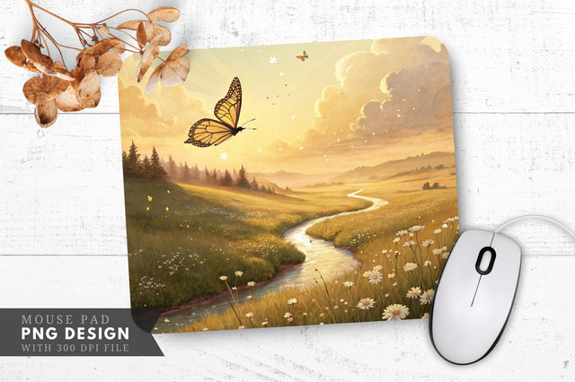 Radiant Butterfly Dreamscape Mouse Pad PNG Design Sublimation Regulrcrative 