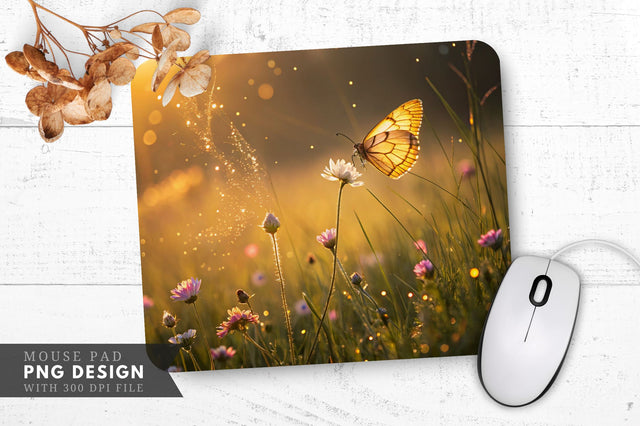 Radiant Butterfly in a Tranquil Meadow Mouse Pad PNG Sublimation Regulrcrative 