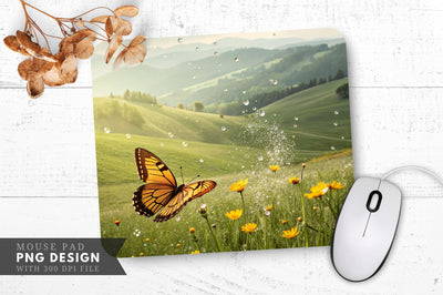 Radiant Butterfly in Golden Meadow Mouse Pad Design Sublimation Regulrcrative 