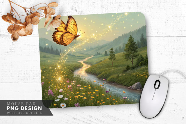 Radiant Butterfly Meadow Mouse Pad PNG Design Sublimation Regulrcrative 