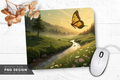 Radiant Butterfly Meadow Mouse Pad PNG Sublimation Regulrcrative 