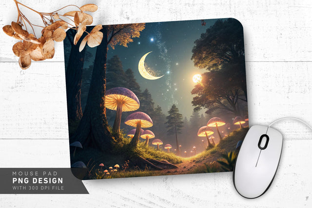 Radiant Cosmic Mushrooms Mousepad SVG Regulrcrative 
