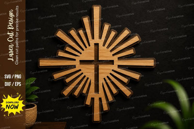 Radiant Cross Wall Art Laser Cut SVG Design SVG Regulrcrative 