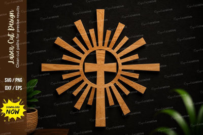 Radiant Cross Wall Art Laser Cut SVG SVG Regulrcrative 