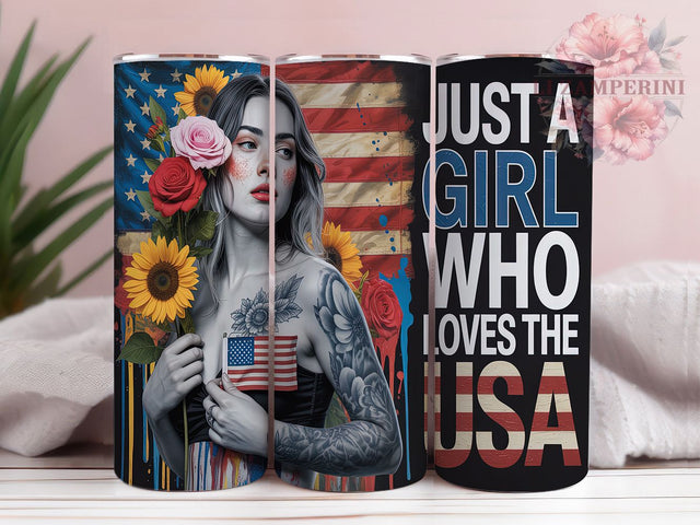 Radiant & Festive Patriotic Girl Tumbler, USA Lover Wrap, Red White Blue Sublimation, 4th of July Girly Design, 20oz Americana Tumbler, All American Gift Idea Sublimation Li Zamperini 