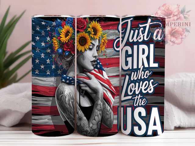 Radiant & Festive Patriotic Girl Tumbler, USA Lover Wrap, Red White Blue Sublimation, 4th of July Girly Design, 20oz Americana Tumbler, All American Gift Idea Sublimation Li Zamperini 