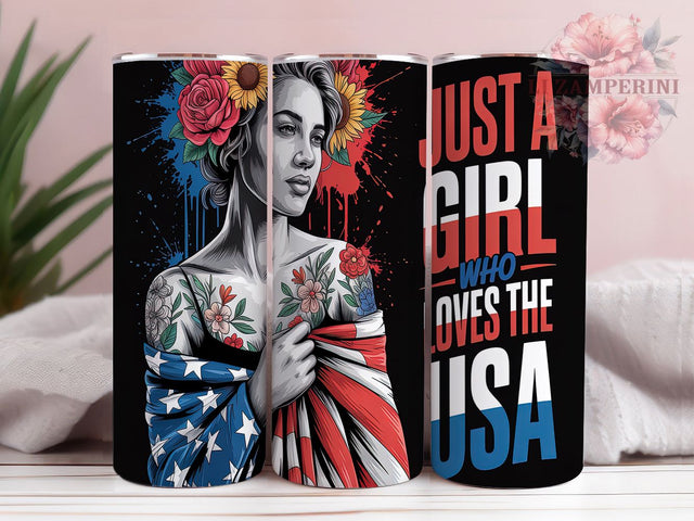 Radiant & Festive Patriotic Girl Tumbler, USA Lover Wrap, Red White Blue Sublimation, 4th of July Girly Design, 20oz Americana Tumbler, All American Gift Idea Sublimation Li Zamperini 