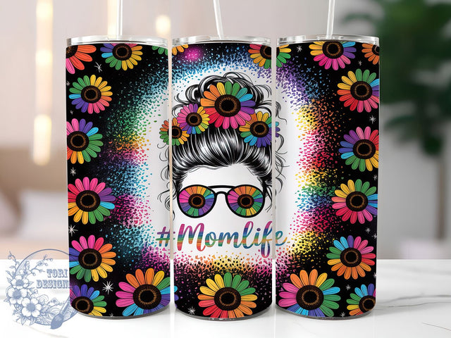 Radiant & Fierce Mom Life Tumbler, Leopard Print Tumbler, Rainbow Mom Design, Funny Mom Tumbler PNG, Sunflower Bun Hair Wrap, Cute Mom Sublimation, Trendy Mom Sublimation ToriDesigns 