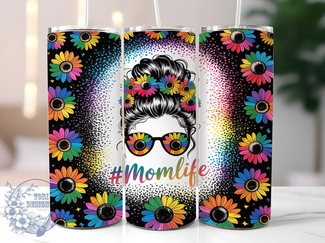 Radiant & Fierce Mom Life Tumbler, Leopard Print Tumbler, Rainbow Mom Design, Funny Mom Tumbler PNG, Sunflower Bun Hair Wrap, Cute Mom Sublimation, Trendy Mom Sublimation ToriDesigns 