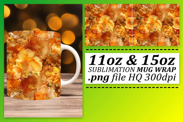 Radiant Marble Effect Mug Wrap, Sublimation, 11oz 15oz Sublimation afrosvg 