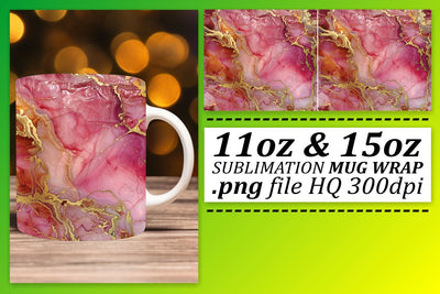 Radiant Marble Effect Mug Wrap, Sublimation, 11oz 15oz Sublimation afrosvg 