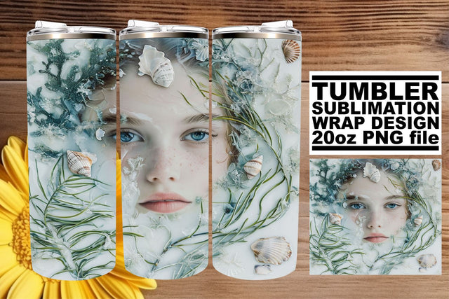 Radiant Ocean Mermaid Tumbler Wrap Pack Sublimation afrosvg 