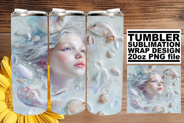 Radiant Ocean Mermaid Tumbler Wrap Pack Sublimation afrosvg 
