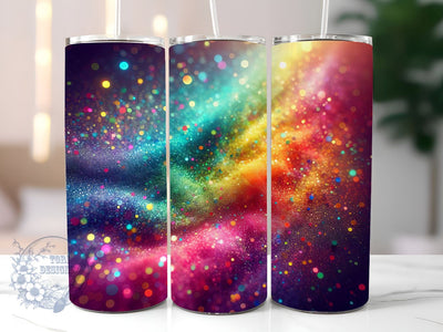 Radiant Rainbow Glitter Ombre 20 oz Skinny Tumbler, Gradient Tumbler Png, Straight & Tapered Tumbler Wrap, Instant Digital Download Sublimation ToriDesigns 