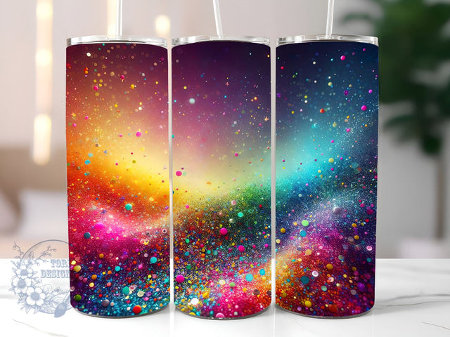 Radiant Rainbow Glitter Ombre 20 oz Skinny Tumbler, Gradient Tumbler Png, Straight & Tapered Tumbler Wrap, Instant Digital Download Sublimation ToriDesigns 