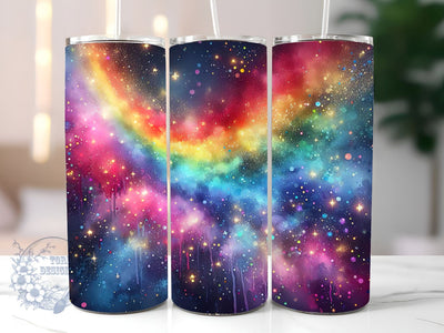 Radiant Rainbow Glitter Ombre 20 oz Skinny Tumbler, Gradient Tumbler Png, Straight & Tapered Tumbler Wrap, Instant Digital Download Sublimation ToriDesigns 