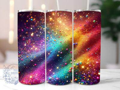 Radiant Rainbow Glitter Ombre 20 oz Skinny Tumbler, Gradient Tumbler Png, Straight & Tapered Tumbler Wrap, Instant Digital Download Sublimation ToriDesigns 