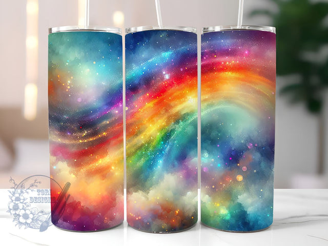 Radiant Rainbow Glitter Ombre 20 oz Skinny Tumbler, Gradient Tumbler Png, Straight & Tapered Tumbler Wrap, Instant Digital Download Sublimation ToriDesigns 