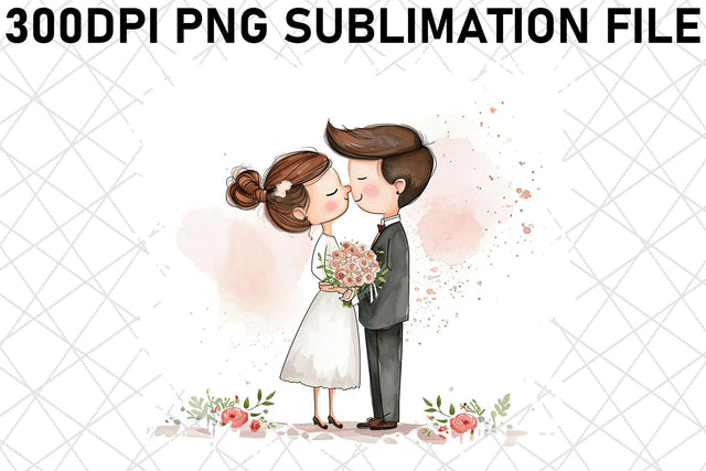 Radiant Reverence: Watercolor Marriage Illustration Sublimation afrosvg 