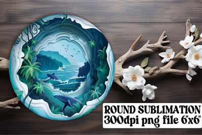 Radiant Sun Circle Sublimation Set: Keychain & Coaster Sublimation afrosvg 