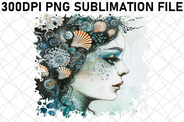 Radiant Watercolor Sea Siren Design Set Bundle Sublimation afrosvg 