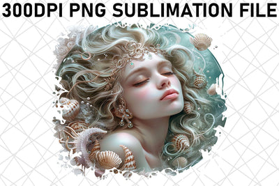 Radiant Watercolor Sea Siren Design Set Bundle Sublimation afrosvg 