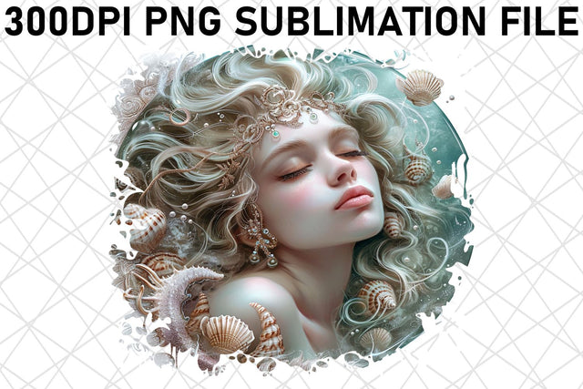 Radiant Watercolor Sea Siren Design Set Bundle Sublimation afrosvg 