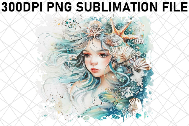 Radiant Watercolor Sea Siren Design Set Bundle Sublimation afrosvg 