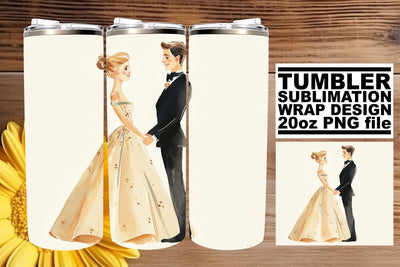 Radiant Watercolor Wedding Tumbler: Eternal Bliss 20oz Sublimation afrosvg 