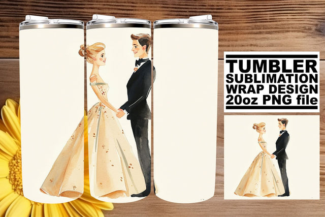 Radiant Watercolor Wedding Tumbler: Eternal Bliss 20oz Sublimation afrosvg 