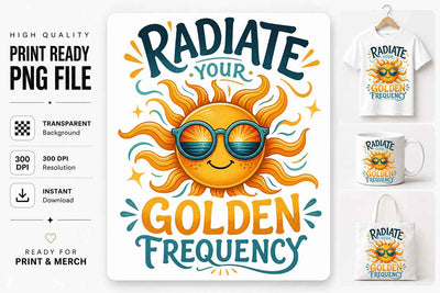 Radiate Your Golden Frequency PNG | Inspirational Sublimation Design SVG BillahCrafts 