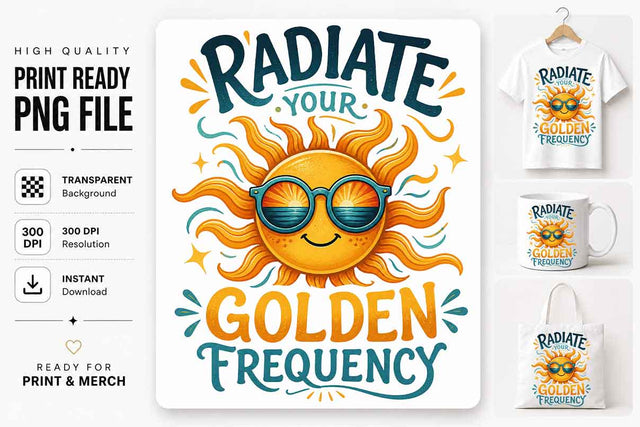 Radiate Your Golden Frequency PNG | Inspirational Sublimation Design SVG BillahCrafts 