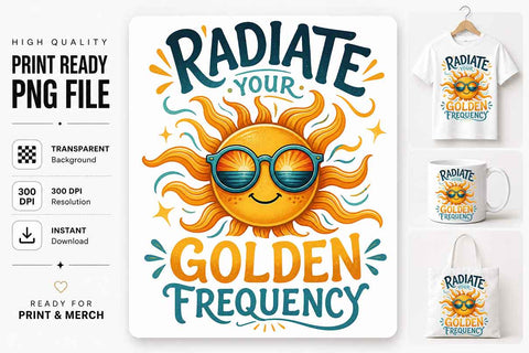 Radiate Your Golden Frequency PNG | Inspirational Sublimation Design SVG BillahCrafts 