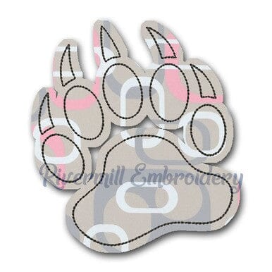 Raggy Applique Bear Paw Print Machine Embroidery Design Embroidery/Applique DESIGNS Rivermill Embroidery 