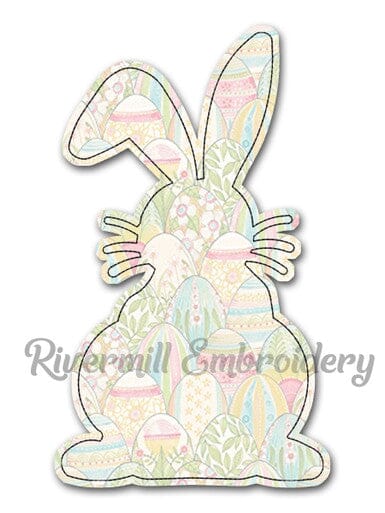 Raggy Applique Bunny Silhouette Machine Embroidery Design Embroidery/Applique DESIGNS Rivermill Embroidery 