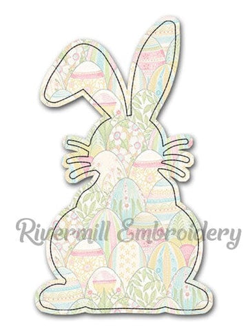 Raggy Applique Bunny Silhouette Machine Embroidery Design Embroidery/Applique DESIGNS Rivermill Embroidery 
