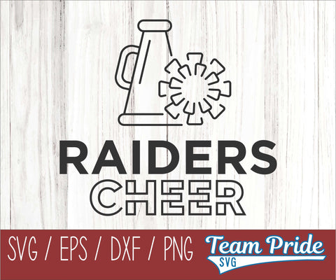 Raiders Cheer Line Art SVG Digital Download Printable - SVG, EPS, DXF, PNG SVG Team Pride SVG 