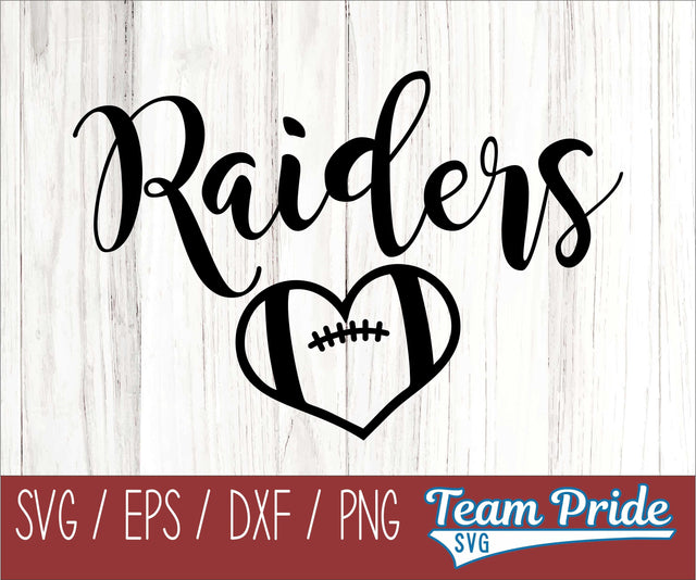 Raiders Football Heart SVG Digital Download Printable - SVG, EPS, DXF, PNG SVG Team Pride SVG 