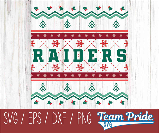 Raiders Ugly Christmas Sweater Festive Holiday Design SVG, EPS, DXF, PNG SVG Team Pride SVG 