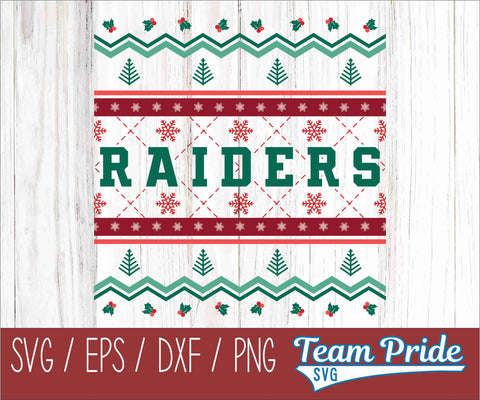 Raiders Ugly Christmas Sweater Festive Holiday Design SVG, EPS, DXF, PNG SVG Team Pride SVG 