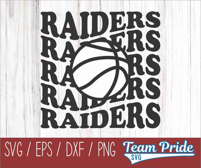 Raiders Vintage Wave Basketball SVG Digital Download Printable - SVG, EPS, DXF, PNG SVG Team Pride SVG 