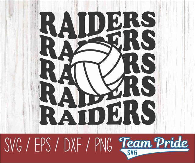 Raiders Volleyball Retro Wave SVG Digital Download Printable - SVG, EPS, DXF, PNG SVG Team Pride SVG 