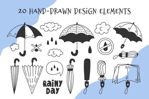 Rain Umbrella Doodles PNG Clipart Sublimation Rin Green 