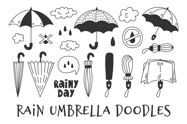 Rain Umbrella Doodles PNG Clipart Sublimation Rin Green 