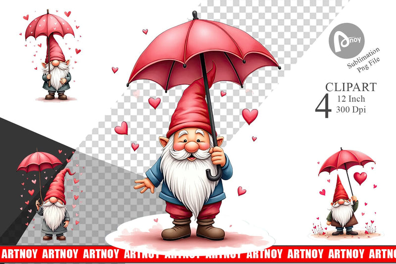 Rain Umbrella Gnome Clipart Sublimation artnoy 