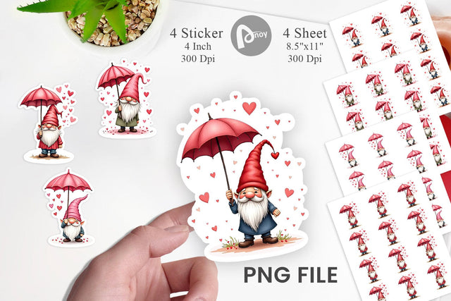 Rain Umbrella Gnome Sticker Sublimation artnoy 