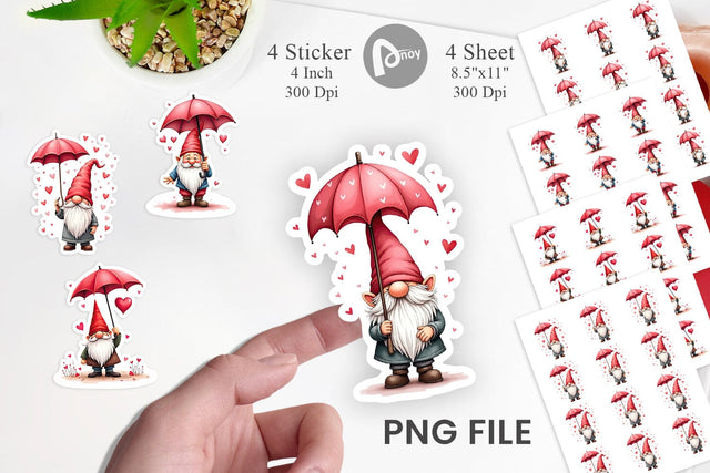 Rain Umbrella Gnome Sticker Sublimation artnoy 