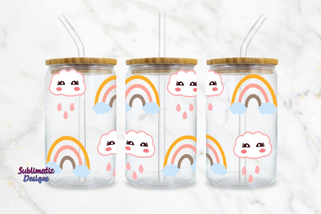 Rainbow 16oz Glass Can Wrap SVG | PNG Sunlimation Design SVG Sublimatiz Designs 