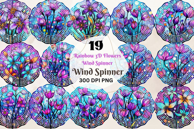 Rainbow 3D Flowers Wind Spinner Sublimation Bundle Sublimation Regulrcrative 