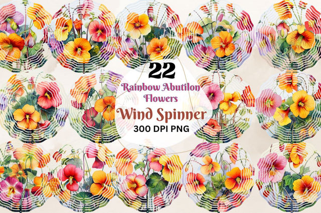 Rainbow Abutilon Flowers Wind Spinner Bundle Sublimation Regulrcrative 
